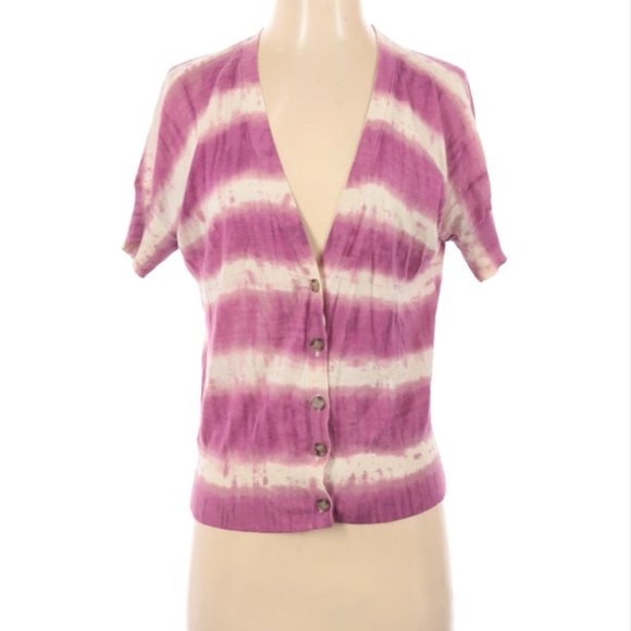 Tie-Dye Look Short Sleeve Cardigan - Picture 1 of 2